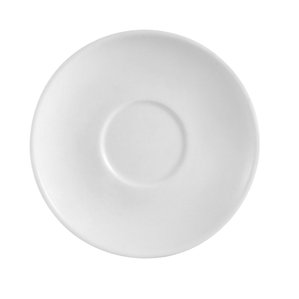 4 1/2” Saucer for cup C.D., cup A.D., and similar models. Made of chip-resistant porcelain, microwave & dishwasher-safe, ideal for tea or coffee service with a classic white design for home or restaurant use.