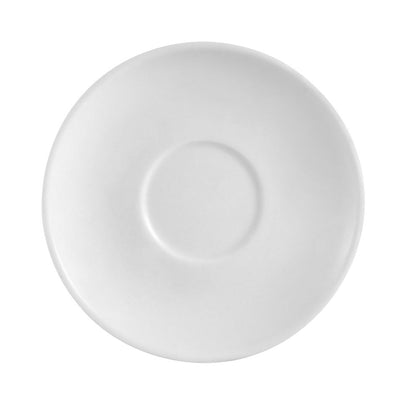 4 1/2” Saucer for cup C.D., cup A.D., and similar models. Made of chip-resistant porcelain, microwave & dishwasher-safe, ideal for tea or coffee service with a classic white design for home or restaurant use.