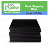 Large 1/6 Plastic Black T-Shirt Bags 11x12 inches, 13 Micron Reusable Recyclable Poly Shopping Bags