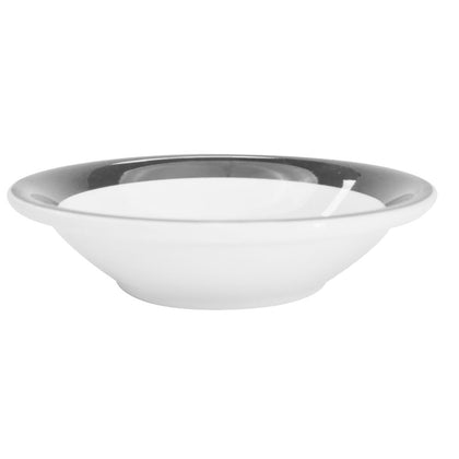 4 3/4-inch black fruit dish with a 4.75oz capacity, stylish and durable, perfect for individual servings of fruits, desserts, or small appetizers. Chip-resistant, microwave- and dishwasher-safe.