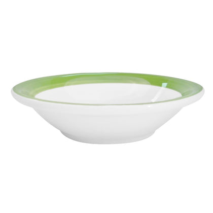 4 3/4-inch green fruit dish with a 4.75oz capacity, stylish and durable, perfect for individual servings of fruits, desserts, or small appetizers. Chip-resistant, microwave- and dishwasher-safe.
