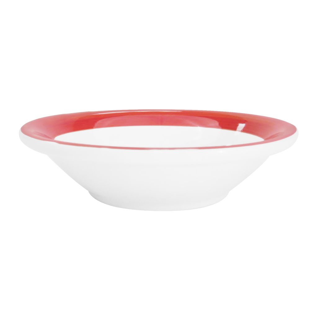 4 3/4-inch red fruit dish with a 4.75oz capacity, stylish and durable, perfect for individual servings of fruits, desserts, or small appetizers. Chip-resistant, microwave- and dishwasher-safe.