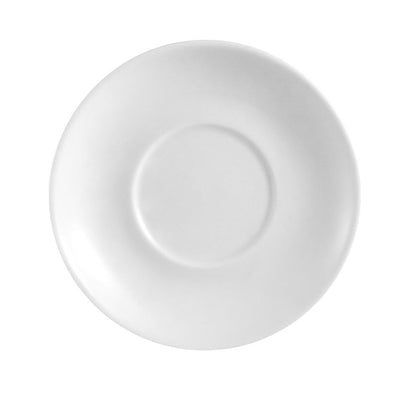 4-inch saucer for cup A.D. coffee mug, microwave-safe, dishwasher-safe, chip-resistant, sleek white design, perfect for espresso, cappuccinos, and small beverage servings.