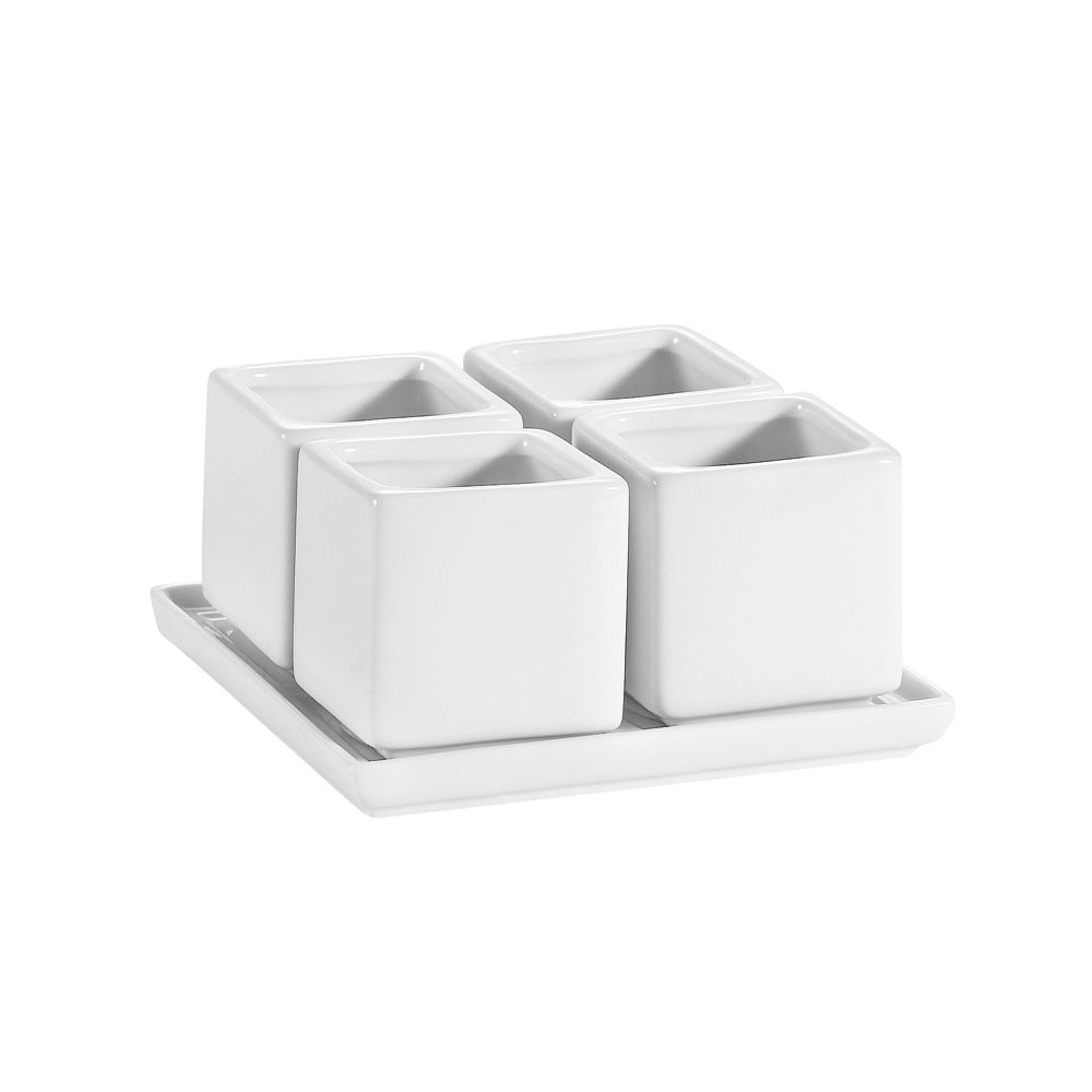 4 Square Bowls (2.5oz each) with a 5 3/4
