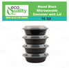 Black Disposable Plastic Round Microwavable Food Container With Lids (16oz, 24oz, 32oz)