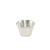 4oz stainless steel sauce cup with polished finish—durable and rust-resistant, ideal for sauces, condiments, and sides in foodservice settings. Easy to clean. Packed 48 dozen per case