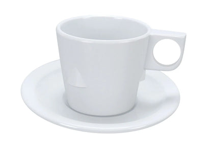 EcoQuality Saucer is a perfect match to Coupe melamine cups that will make your table setting complete and more sophisticated. Thanks to the durable melamine material that has an unbreakable structure, this saucer is a reliable option for your food-serving establishment. It can be used in restaurants and catered events, outdoor dining areas, diners and cafes, and even hotels and poolside parties. High quality affordable drinkware saucer.