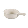 This onion soup crock features a porcelain build for durability under daily commercial kitchen use. Its ergonomic handle simplifies serving, while the dishwasher-safe design ensures easy cleaning. Designed to withstand oven and microwave temperatures, it supports efficient kitchen workflows. Its compact size fits standard soup station setups, suitable for mid-volume foodservice operations requiring consistent product presentation.
