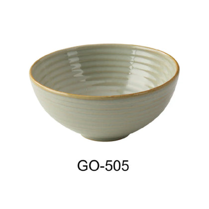This cereal bowl supports up to 15 Oz capacity, making it suitable for breakfast or snack applications in mid-volume kitchens. Its earthy tone with a golden rim enhances presentation and aligns with contemporary tableware aesthetics, while its porcelain construction ensures longevity and consistent performance in busy restaurant, cafeteria, or catering environments.