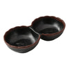 EcoQuality Two-Divided Sauce Dish made from durable melamine, it is designed for break resistance and easy handling. This server features two compartments, each with a capacity of 2 ounces, suitable for serving various condiments or sauces. Elevate your dining experience with these high quality affordable restaurant dinnerware.
