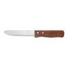 5-inch jumbo steak knife with round tip, thick stainless steel blade, and wood handle; ideal for restaurants, BBQs, or catering; packed 12 dozen per case for bulk foodservice use