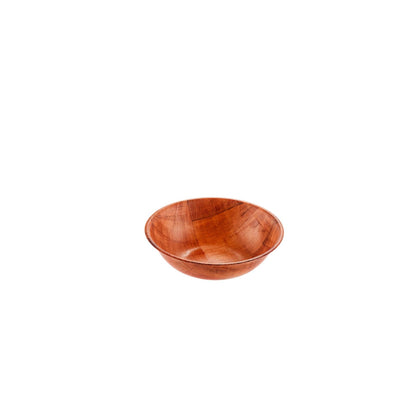 5-inch woven wood bowl with natural finish, ideal for salads, sides, and small dishes in restaurants and buffets; lightweight, durable, break-resistant, easy to clean, packed 288 per case.