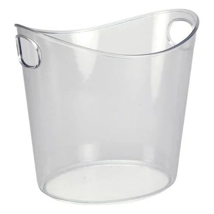 5.25 Quart Ice Bucket crafted from durable, crystal-clear material. Large capacity, perfect for holding ice at parties, weddings, bars, or events. Stylish, lightweight, and easy to clean beverage cooler.