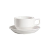 5.5” porcelain saucer, bone white dish for 8oz stacking coffee & tea cup. Durable, microwave, oven, and dishwasher safe. Ideal for restaurants, cafés, hotels, and home kitchens.