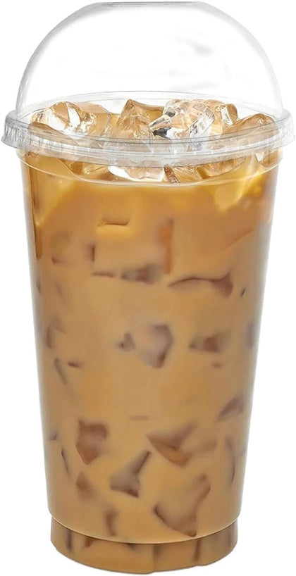 16oz Clear PLA Coffee Smoothies Cups with Dome Lids
