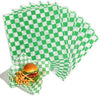 Green checkerboard food basket liner sheets grease resistant 12x12