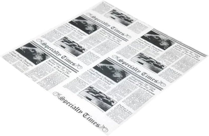Newspaper print basket liner sheets grease resistant 12x12 inches