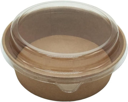 EcoQuality kraft paper bowl with clear PET lid disposable 36oz 150mm