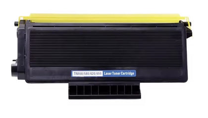 Compatible toner cartridge TN550/620 for Brother printers, black cartridge with label, suitable for high-yield printing.