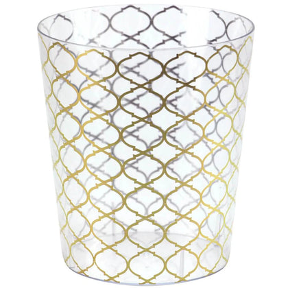 55 oz. Container with gold lattice accents. Crystal-clear and durable, ideal for storing or serving salads, snacks, or desserts at parties, weddings, or gatherings. Elegant and practical kitchenware.