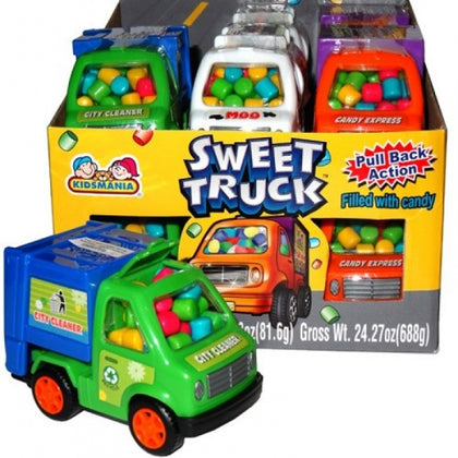 Kidsmania Sweet Truck Pull Back Toy Vehicle with Candy Inside 12 Count Display