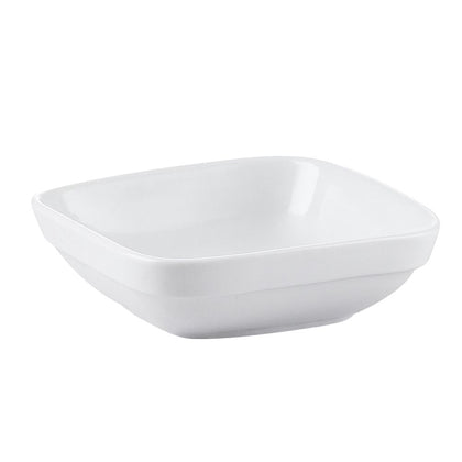 5 1/2” Square Stacking Dish 12oz made from chip-resistant porcelain. Stackable, microwave & dishwasher-safe. Ideal for soups, salads, sides & desserts in elegant dining settings.