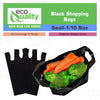 Small 1/10 Plastic Black T-Shirt Bags 8x16 inches, 13 Micron Reusable Recyclable Poly Shopping Bags