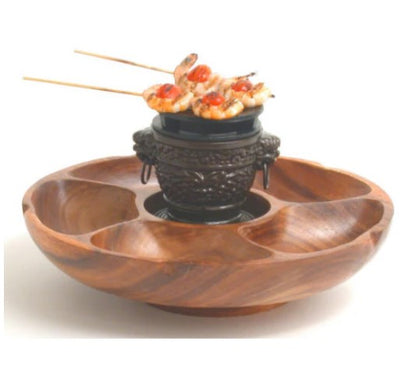 Elegant 5-compartment pu-pu platter, 12-inch size, perfect for party trays.