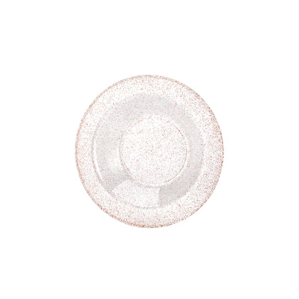 Rose gold glitter bowls in 14oz and 5oz sizes, perfect for salads, soups, dips, appetizers, and desserts. Ideal for weddings, parties, and events. Durable, BPA-free, reusable, disposable, and elegant.