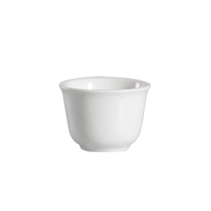 5oz porcelain cup, 3” bone white coffee & tea cup. Durable, microwave, oven & dishwasher safe. Ideal for espresso, cafes, restaurants, hotels & home kitchens. Elegant and functional drinkware.