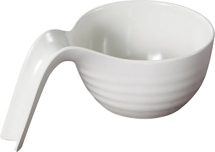 EcoQuality Serving Bowl with handle made from high-quality melamine, this serving bowl is built to last and will withstand even the busiest of kitchens. Ideal for serving up your favorite salads, side dishes, or snacks. The Milando Serving Bowl features a unique round shape with a slanted design that adds a touch of elegance to your table setting. Elevate your dining experience with these high quality affordable restaurant dinnerware.