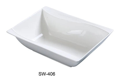 This bowl features an elegant rectangular shape with a 