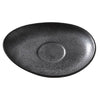 This durable oval saucer features a sleek black finish that complements various dinnerware collections. Its microwave, oven, and dishwasher-safe construction ensures ease of use in busy restaurant or catering settings, making it suitable for handling daily meal presentations or beverage service in institutional kitchens. High quality affordable restaurant dinnerware.