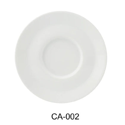 This porcelain saucer integrates durable construction with aluminum accents, providing stability and resistance to daily commercial usage. Its size accommodates standard cups, while its dishwasher and microwave compatibility simplify sanitation and reheating processes. Designed for institutional use. Elevate your dining experience with these high quality affordable restaurant dinnerware.