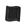 6.75-inch black square plate, break-resistant and microwave-safe; perfect for appetizers, sides, and desserts in restaurants, catering, or modern home dining with sleek black finish.