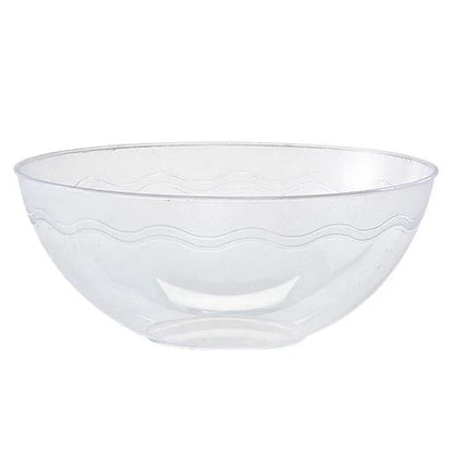 60 oz. Clear and Gold Bowl with an elegant design. Perfect for serving salads, snacks, or desserts at weddings, parties, or gatherings. Durable, stylish, and ideal for elevating any table setting.