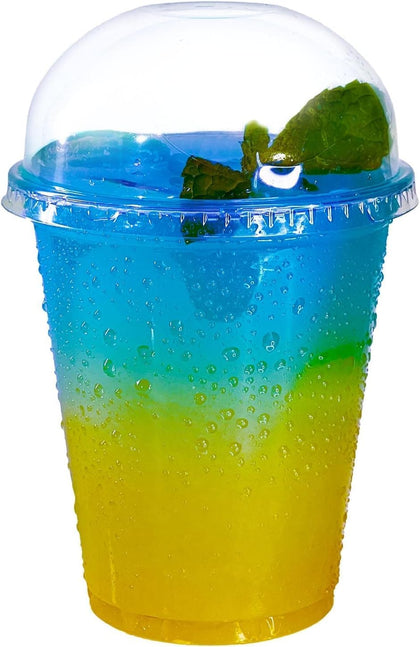 12oz Crystal Clear Iced Coffee Smoothies Plastic Cups with Dome Lids