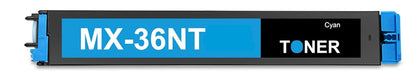 Sharp MX-36NT compatible cyan toner cartridge, high-yield 15,000 pages for MX-2610N, MX-3115N printers