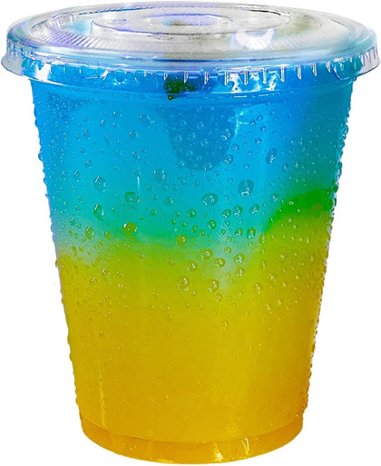 12oz Crystal Clear Iced Coffee Smoothies Plastic Cups with Flat Lids