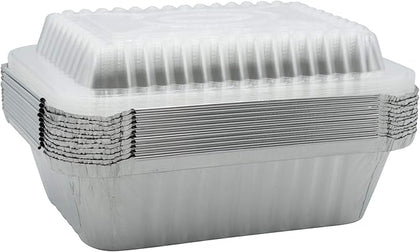 1.5lb Disposable Takeout Oblong Aluminum Foil Deep Baking Pans with Dome Lids