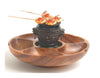 Spacious 6-compartment pu-pu platter, 14-inch, perfect for parties and gatherings.