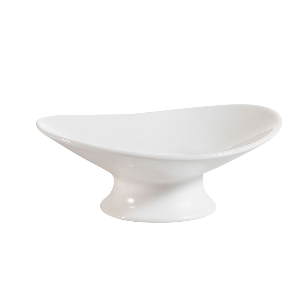 6 1/2” Oval Plate with Foot – Elegant ceramic plate for appetizers, salads, and desserts. Footed base for elevated presentation. Microwave, oven, and dishwasher-safe for easy use.