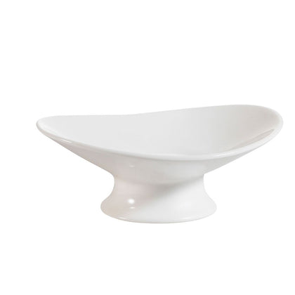6 1/2” Oval Plate with Foot – Elegant ceramic plate for appetizers, salads, and desserts. Footed base for elevated presentation. Microwave, oven, and dishwasher-safe for easy use.