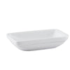 6 1/2” Rectangular Stacking Dish 10oz made from chip-resistant porcelain. Stackable, microwave & dishwasher-safe. Perfect for appetizers, sides, and sauces in elegant dining settings.