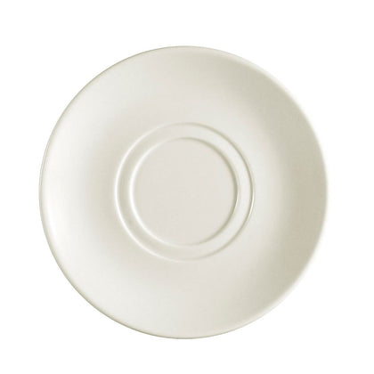 6 7/8 inch saucer for cappuccino cup, durable and stylish, with raised rim and secure center, perfect for cafés, restaurants, and coffee service setups.