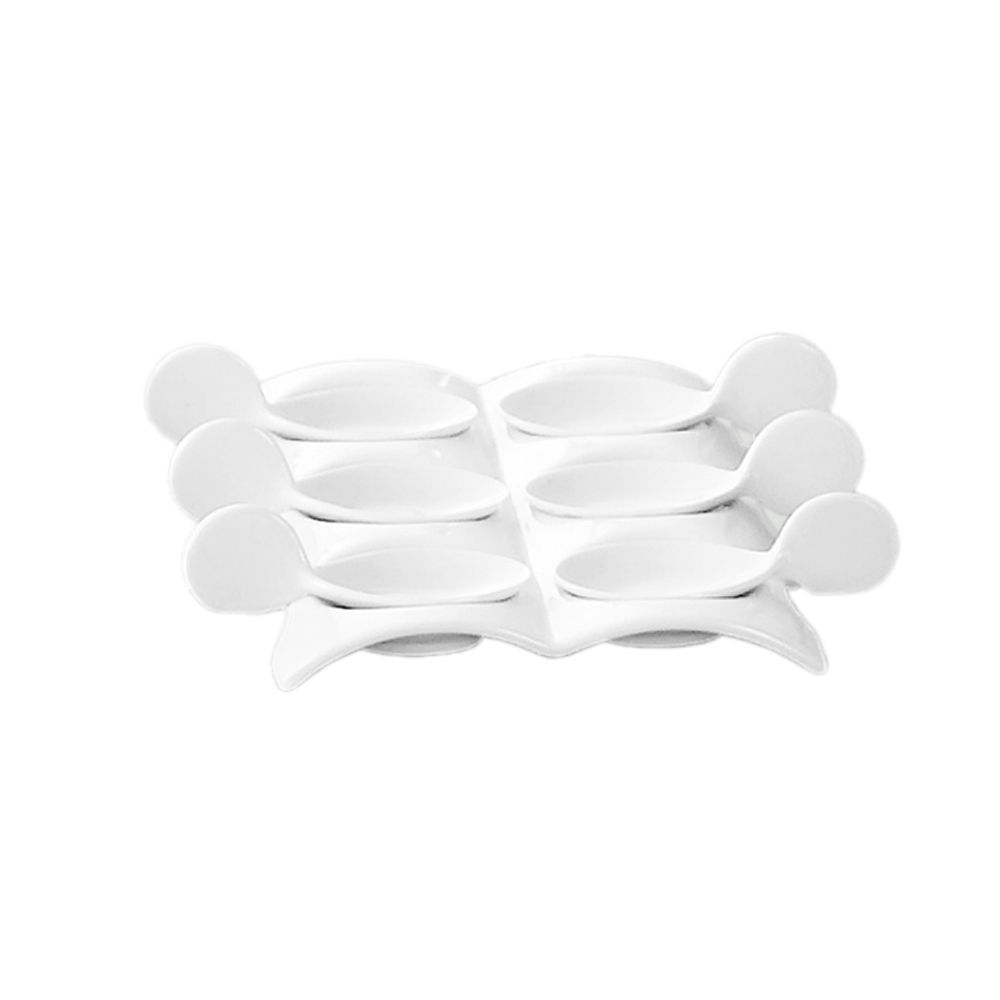 6 Tasting Spoons with Rectangular Tray Set – Elegant and durable serving set for sauces, appetizers, and gourmet tastings. Perfect for catering, fine dining, and upscale presentations.