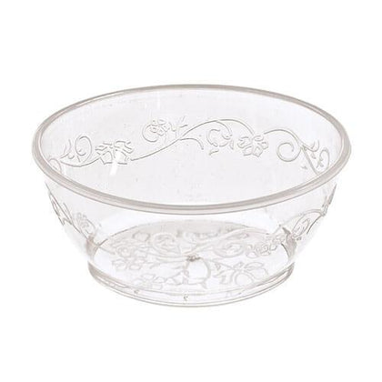 6oz D' Vine Clear Bowl – Elegant, durable, and disposable clear bowl. Perfect for serving soups, dips, or desserts at weddings, parties, and events. Lightweight and easy to clean up.