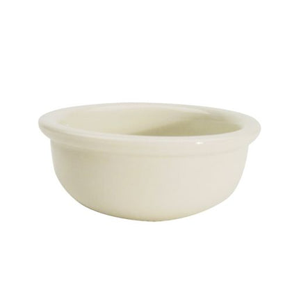 6oz 4 inch nappie bowl with chip-resistant build, microwave and dishwasher safe, ideal for sauces, sides, or desserts in home kitchens or professional food service settings.