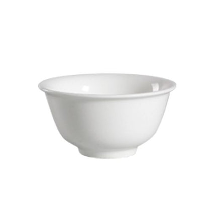 6oz porcelain rice bowl, 3.75” bone white Asian-style bowl for rice, soups & sides. Microwave, oven & dishwasher safe. Ideal for restaurants, sushi bars, catering & home kitchens.