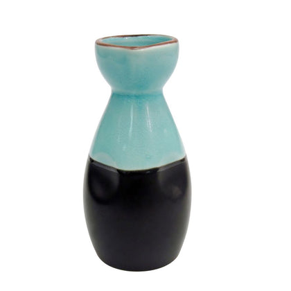 6oz wine pot, lake blue glaze, stoneware sake pot, heat-retaining, modern drinkware, durable, microwave-safe, dishwasher-safe, elegant serving pot for home and restaurant use.